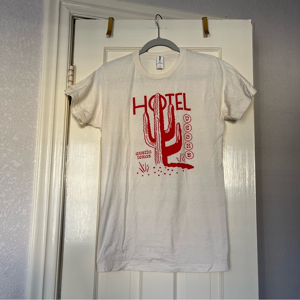 Hotel Vegas Cream T-Shirt with Red Cactus Graphic